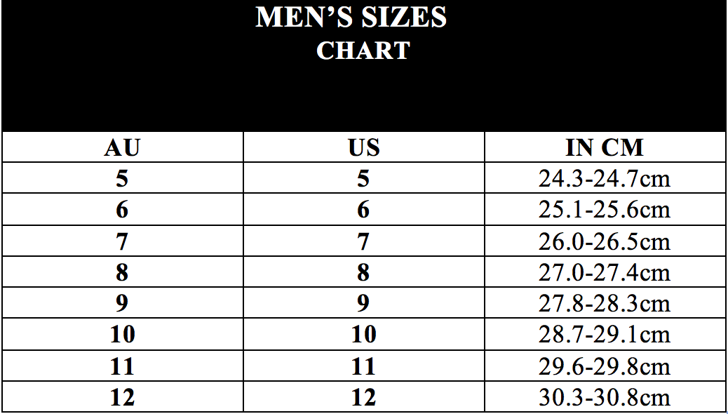 Mexico Size Chart For Shoes
